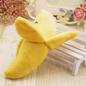 Transer Pet Supply 1pc Plush Banana Shape Dog Squeak Sound Toys Fruit Interactive Cat Dog Toy 80406